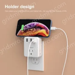 Wall Socket 3 AC Outlets Power Strip