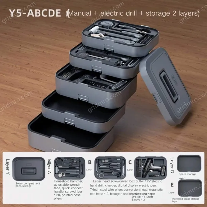 Y5-ABCDE manual + electric drill + storage 2 layers