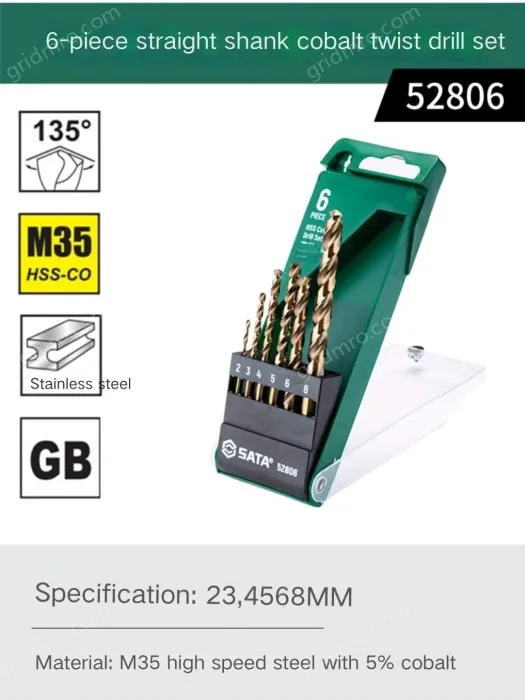 Set of 6 straight shanks with cobalt twist drills