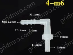 4-M6-M thread right angle elbow