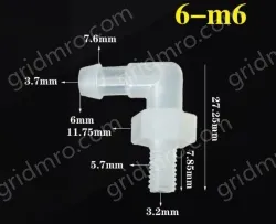 6-M6-M thread right angle elbow