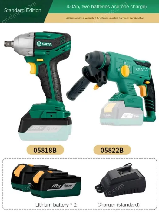 Electric wrenches Standard version 4.0Ah two-electric and one-charge wrench + brushless hammer combination