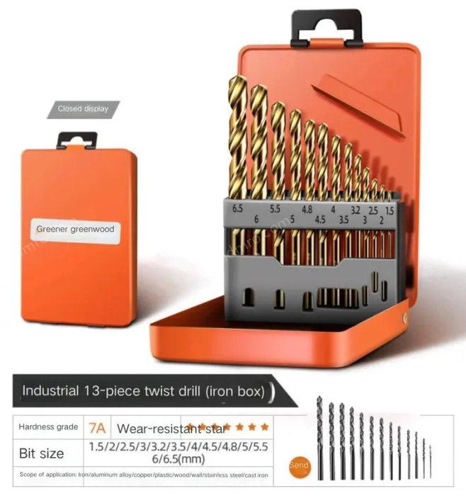 Industrial tin box 13 pieces set + 13 twist drills